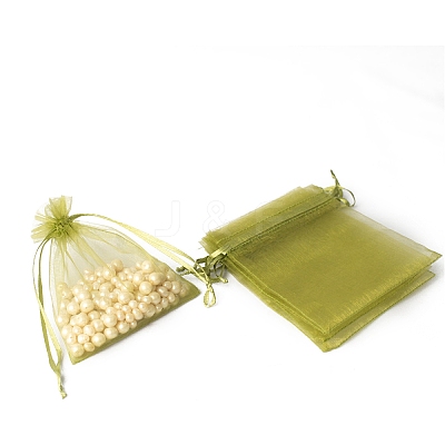 100Pcs Rectangle Organza DIY Craft Drawstring Bags PW-WG69155-38-1