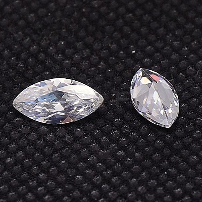 Clear Grade A Horse Eye Cubic Zirconia Pointed Back Cabochons X-ZIRC-M003-4x2mm-007-1