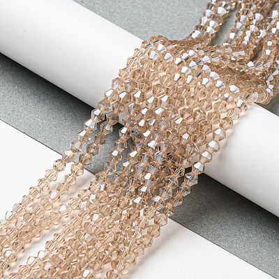 Transparent Electroplate Glass Beads Strands GLAA-F029-3mm-C12-1