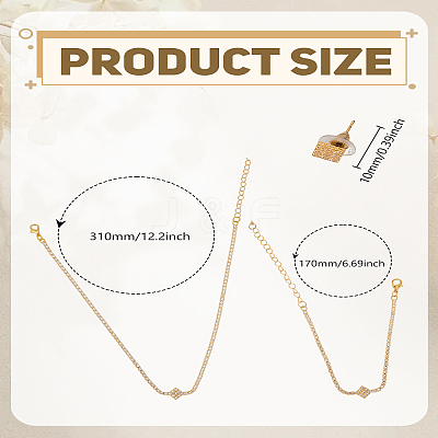 Brass Rhinestone Bracelets & Stud Earrings & Pendant Necklaces Sets SJEW-LP0001-98G-1