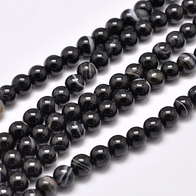 Natural Black Agate Bead Strands G-G962-14mm-12-A-1