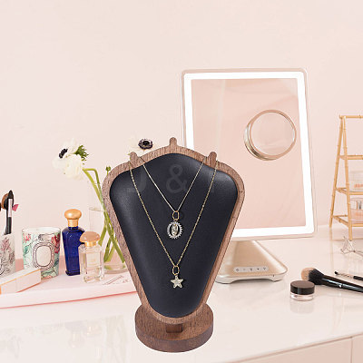 Bust Shaped Wooden Necklace Display Stands NDIS-WH0003-018E-1