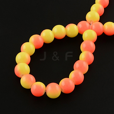 Two-Color Baking Paint Glass Bead Strands X-DGLA-R050-8mm-30-1