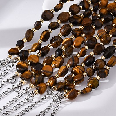 Natural Tiger Eye Beaded Bracelets for Women G-P563-07P-19-1
