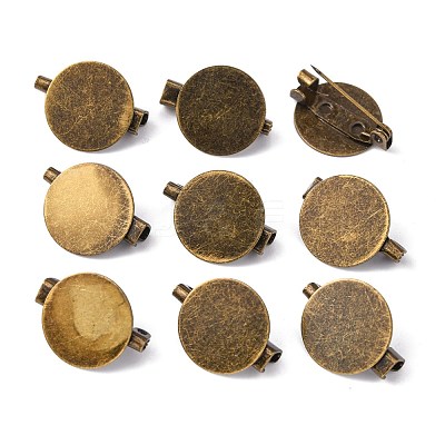 Brass Brooch Cabochon Settings KK-H090-1