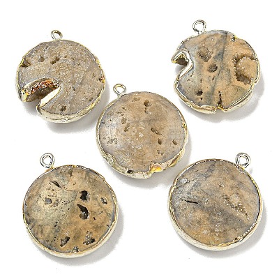 Electroplated Natural Druzy Agate Pendants G-A229-01A-1