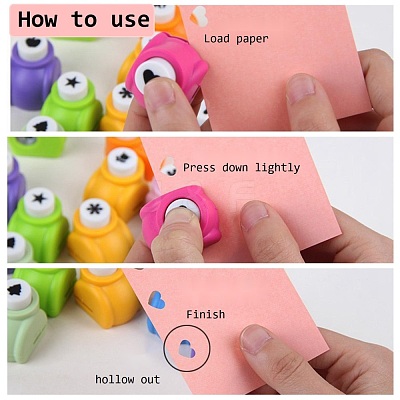 Random Single Color or Random Mixed Color Mini Plastic Craft Paper Punch Sets for Scrapbooking & Paper Crafts AJEW-L051-06-1