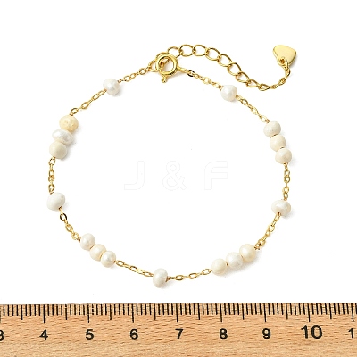 Potato Natural Cultured Freshwater Pearl Beads Link Bracelets BJEW-JB14128-1