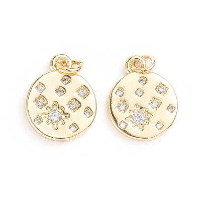Brass Micro Pave Cubic Zirconia Pendants ZIRC-G165-07G-1