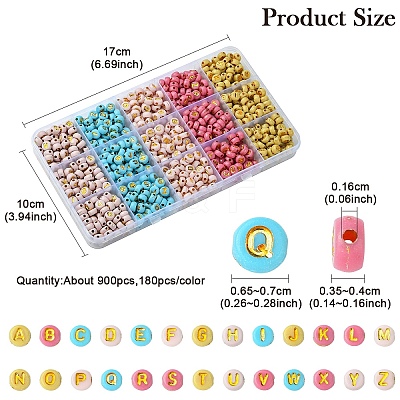 900Pcs 5 Colors Plating Acrylic Beads OACR-YW0002-42-1