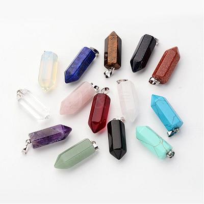 Brass Natural & Synthetic Mixed Stone Pendants G-O160-03-1