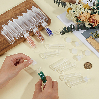 60Pcs Resin Bead Tubes with Hanging Cap CON-BC0007-69-1