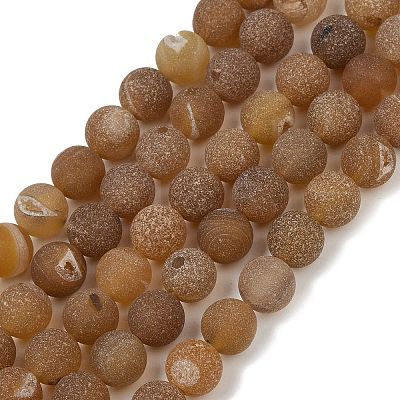 Natural Druzy Agate Beads Strands G-NH0024-A03-8mm-1