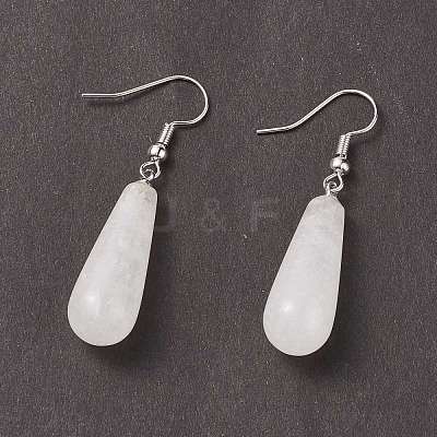 Teardrop Platinum Tone Brass Natural Crystal Dangle Earrings EJEW-M058-11-1