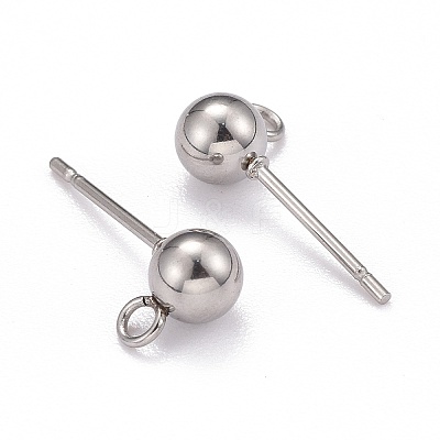 Non-Tarnish 40Pcs 4 Styles 202 Stainless Steel Ball Stud Earring Findings STAS-LS0001-13P-1