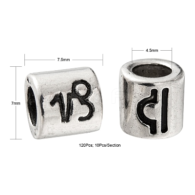 120Pcs 12 Style Alloy European Beads FIND-LS0001-12-1