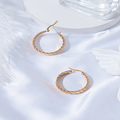 1Pair 201 Stainless Steel Leaf Wrap Hoop Earrings with 304 Stainless Steel Pin for Women EJEW-LP0011-01-1