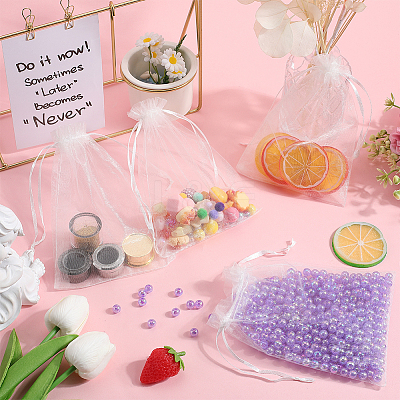 100Pcs Organza Bags Jewellery Storage Pouches Wedding Favour Party Mesh Drawstring Gift OP-SP0001-01B-1