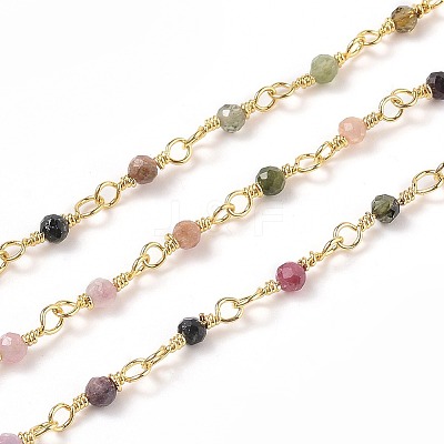 Natural Multicolor Tourmaline Handmade Beaded Chains CHC-K008-A03-01-1