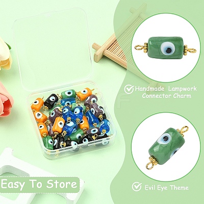 30Pcs 5 Colors Handmade Evil Eye Lampwork Connector Charms PALLOY-YW00158-1