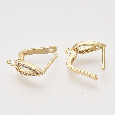 Brass Micro Pave Cubic Zirconia Hoop Earring Findings with Latch Back Closure KK-T048-028G-NF-1