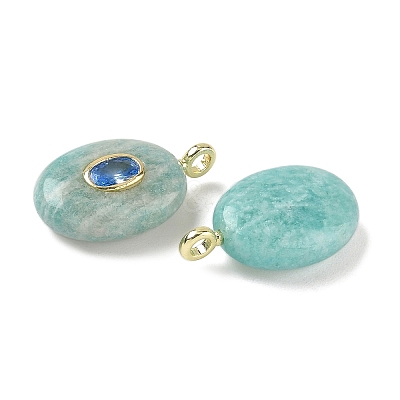 Natural Amazonite & Cubic Zirconia Pendants G-Z076-01G-18-1