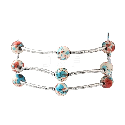 6Pcs 6 Colors Round Synthetic Turquoise Beads Multi-strand Bracelets for Women BJEW-JB12335-1