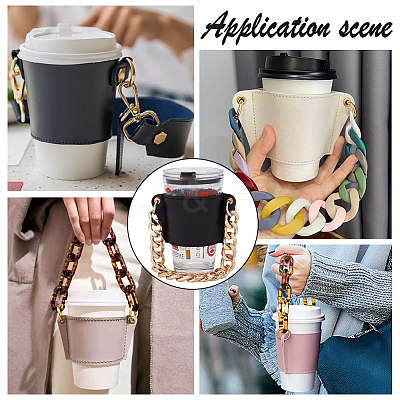 PU Leather Heat Resistant Reusable Cup Sleeve AJEW-WH0326-39B-1