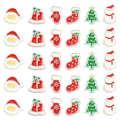 24Pcs 6 Styles Christmas Decorations Theme Opaque Acrylic Bead OACR-YW0004-09-1