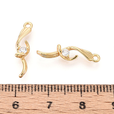 Brass Micro Pave Clear Cubic Zirconia Pendants KK-T078-01G-07-1