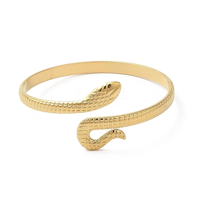 Ion Plating(IP) 304 Stainless Steel Snake Open Cuff Bangles BJEW-L682-011G-1
