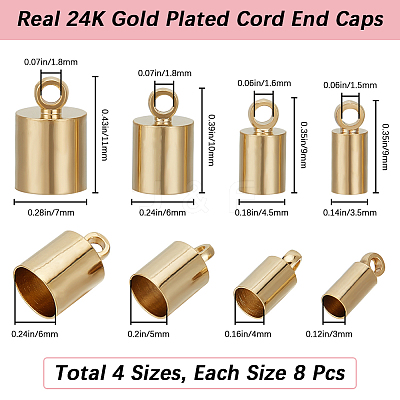 32Pcs 4 Style Brass Cord Ends KK-BBC0010-91G-1