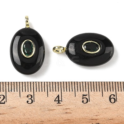 Natural Obsidian & Cubic Zirconia Pendants G-Z076-01G-19-1