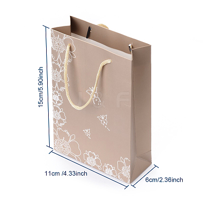 Rectangle Flower and Butterfly Pattern Cardboard Paper Bags CARB-O001-B-01-1