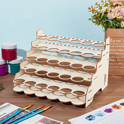 5-Layer Wooden Craft Paint & Brash Rack DIY-WH0401-05-1