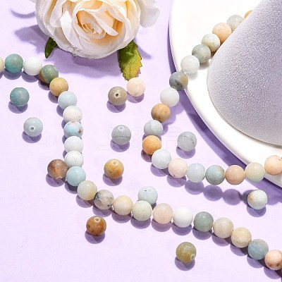 Natural Flower Amazonite Beads Strands G-G692-01F-8mm-1
