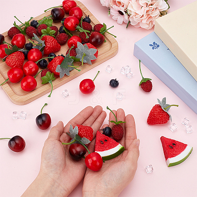 62Pcs 7 Styles Plastic Imitation Fruit DJEW-PH0001-63-1