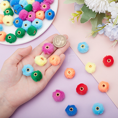 84Pcs 7 Colors Imitation Rabbit Hair European Beads FIND-PH0027-67-1