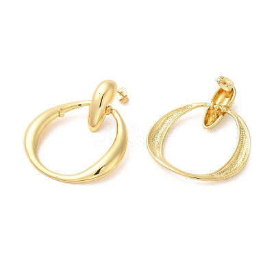 Real 18K Gold Plated Brass Dangle Stud Earrings EJEW-G382-09B-G-1