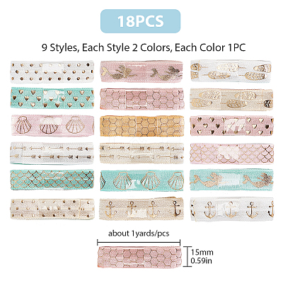 Ocean Theme Polyester Elastic Foldover Elastics OCOR-GF0001-08-1