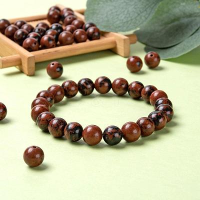 100Pcs 8mm Natural Mahogany Obsidian Round Beads DIY-LS0002-03-1