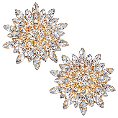 2Pcs Flower Alloy Brooches JEWB-FG0001-31B-1