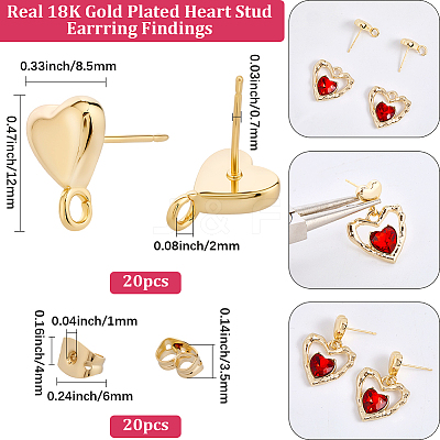 20Pcs Brass Stud Earring Findings KK-BBC0022-27-1