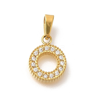 Ion Plating(IP) 304 Stainless Steel Micro Pave Cubic Zirconia Pendants STAS-H228-04G-02-1