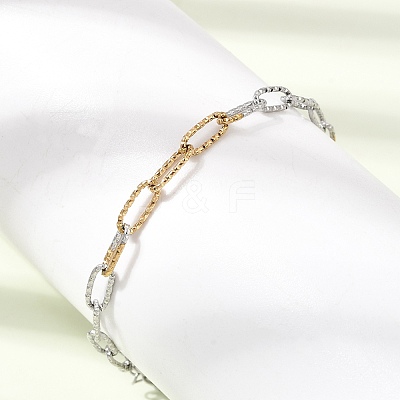 4MM Two Tone 304 Stainless Steel Textured Paperclip Chain Bracelets for Man and Women SA-CBAB767-08GP-1