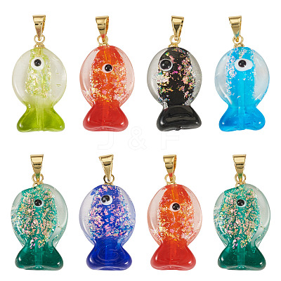 8Pcs Handmade Dichroic Foil Lampwork Pendants DICH-TA0001-01-1