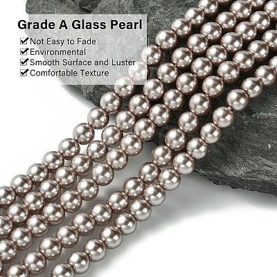 Eco-Friendly Dyed Glass Pearl Beads Strands HY-A008-6mm-RB017-1