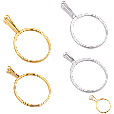 4Pcs 4 Styles 304 Stainless Steel Finger Ring Components DIY-BBC0003-14-1