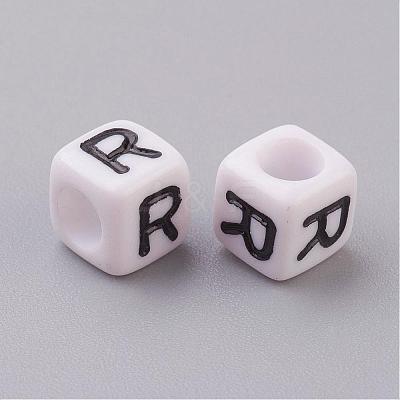 Acrylic Horizontal Hole Letter Beads PL37C9308-R-1