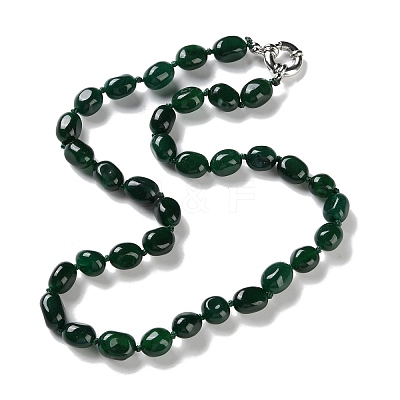 Natural Green Onyx Agate(Dyed & Heated) Nuggets Beaded Necklaces for Women NJEW-H047-07-1